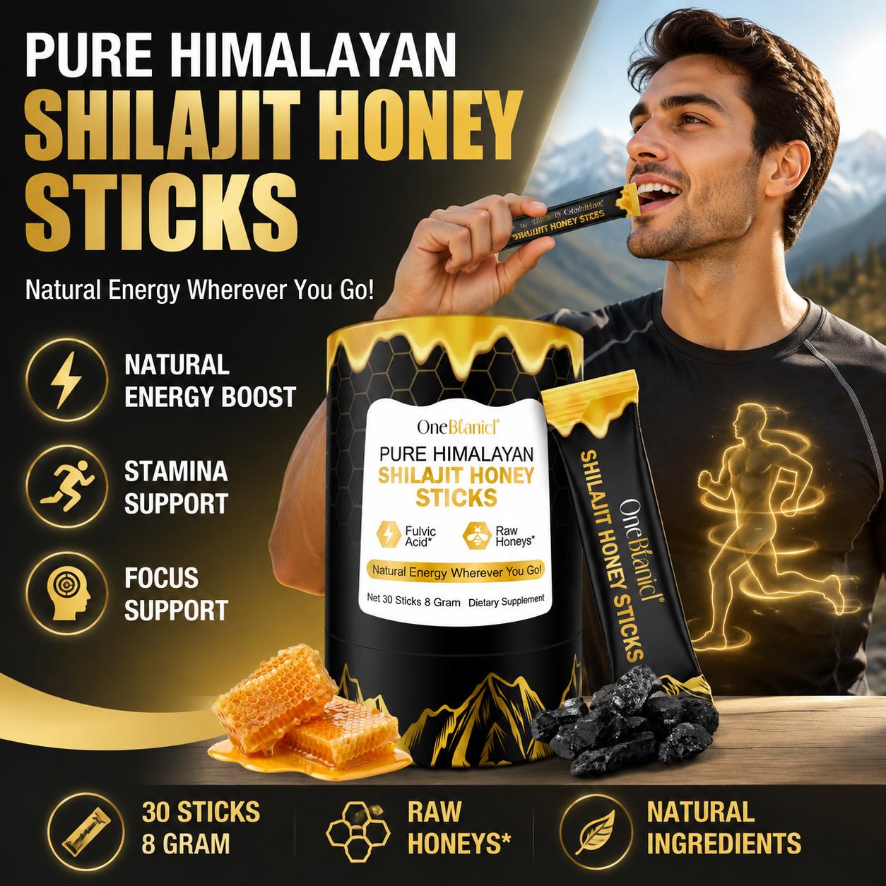 Shilajit Resin Pure - OneBotanical Pure Himalayan Shilajit Honey Sticks