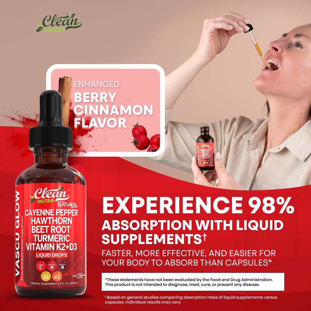 Clean Nutra Vascu Glow Liquid  - Vitamin D3 K2 Drop ulasan dan harga