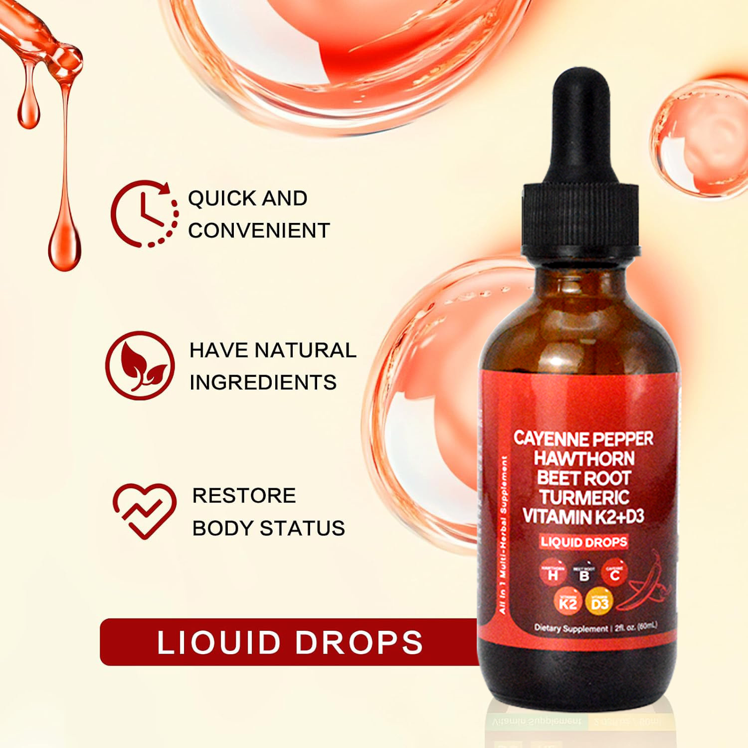 60ML Cairan Cabai Cayenne, Cab - Vitamin D3 K2 Drop ulasan dan harga