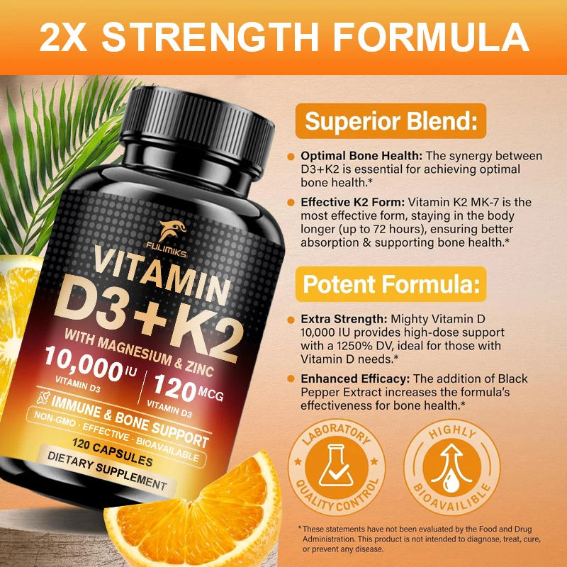 Suplemen Vitamin D3 K2 10000IU - Vitamin D3 K2 Drop ulasan dan harga