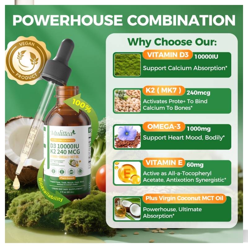 Mulittea Vitamin K2+D3 60ml Te - Vitamin D3 K2 Drop ulasan dan harga